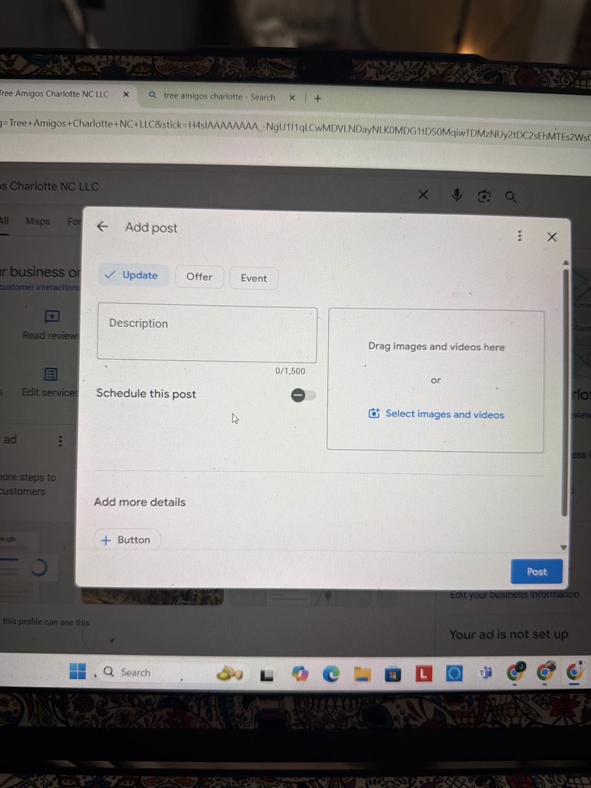 Google post image showing tree service work by Tree Amigos in Charlotte